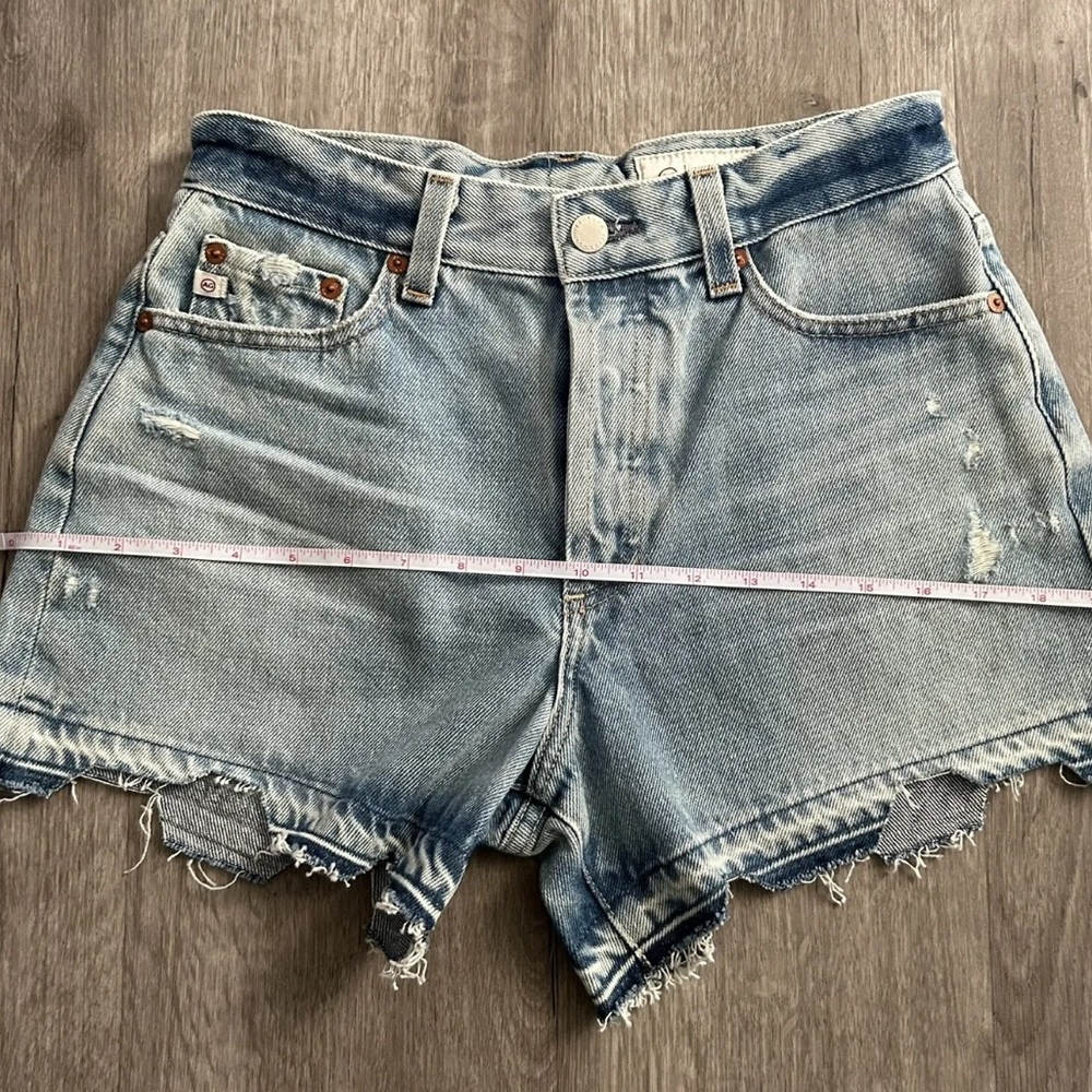 AG Adriano Goldschmied Alexxis Aged Denim Jean High Rise Wedgie Shorts 2… - Picture 8 of 10